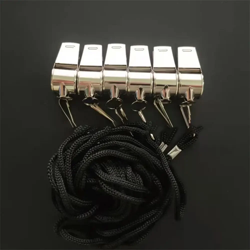 Metal Whistle with Lanyard Referee Sport Rugby Stainless Whistles Soccer Football Basketball Training Cheerleading Whistles 2Pcs sport whistle sports whistle soccer whistle metal whistle