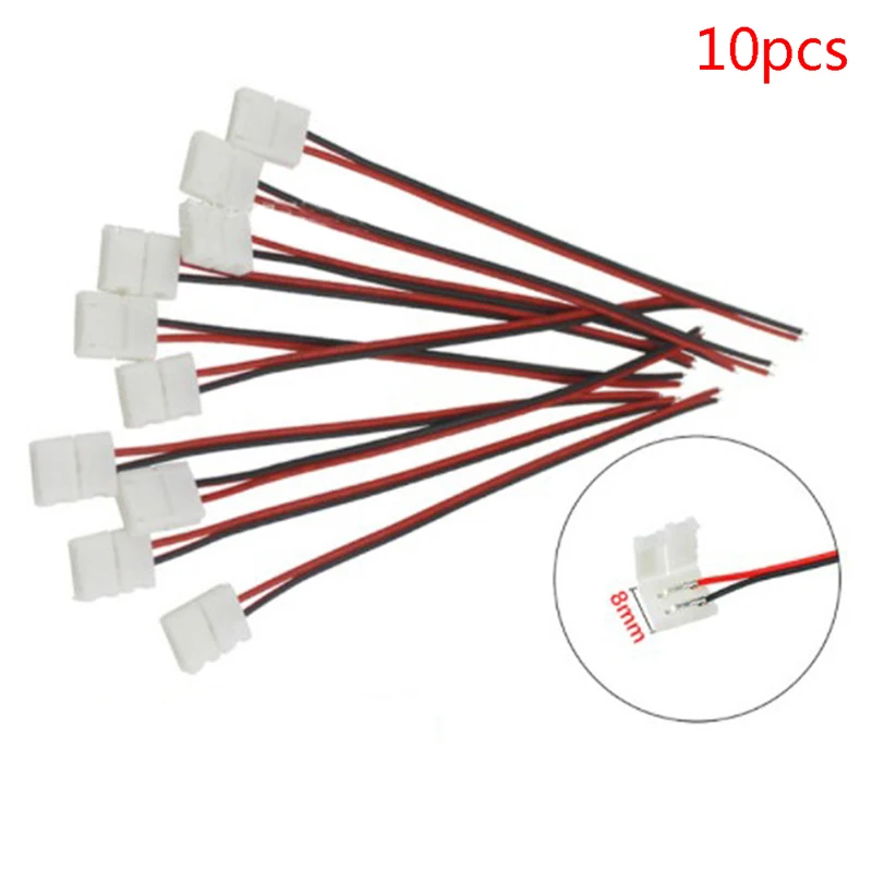 10Pcs 2 Pin Power 8/10mm LED Strips Lights Connector Splice Clip For