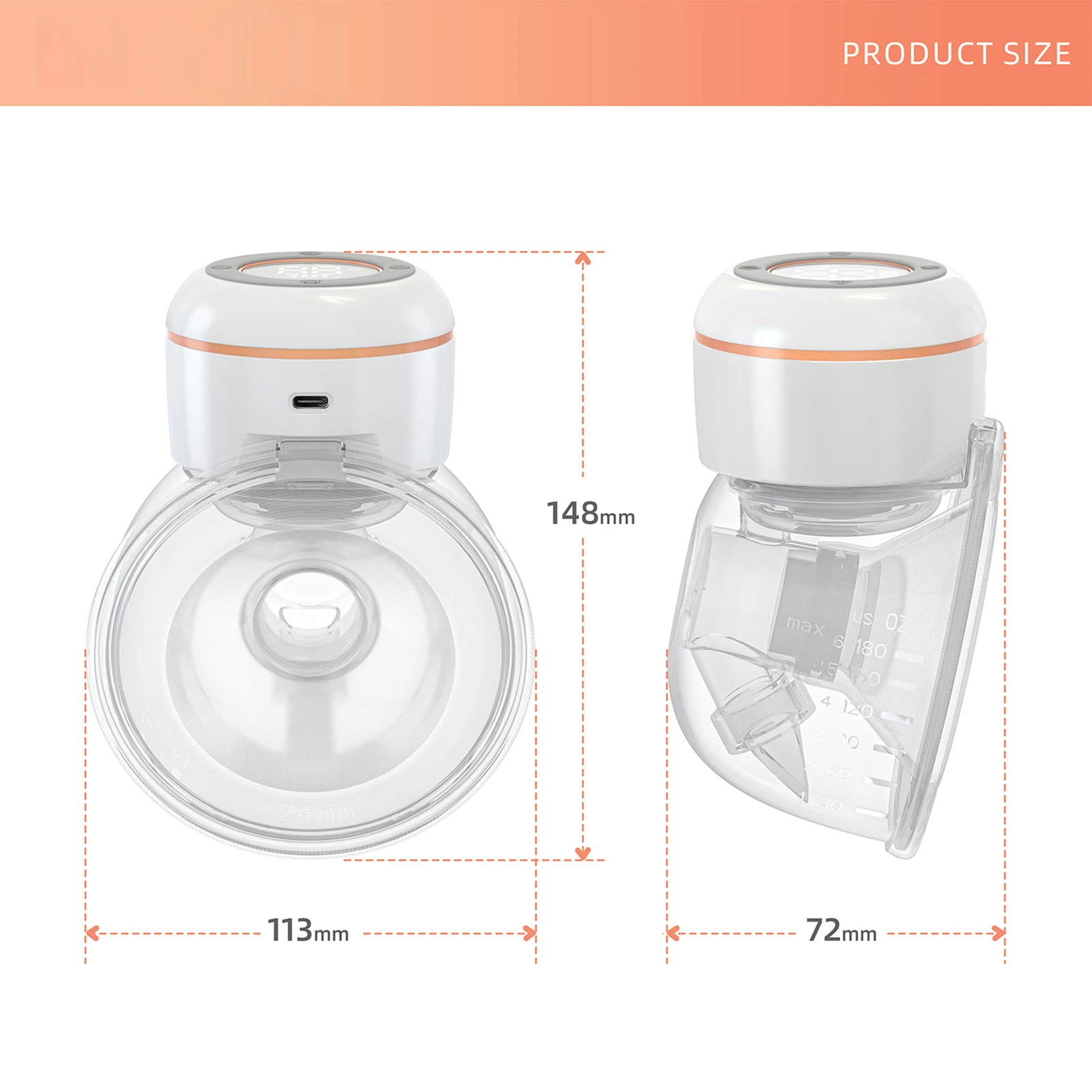 YW588 Wearable Breast Pump Hands Free Electric Breast Pump for Breastfeeding 4 Modes 12 Suction Level Low Noise Built-in Battery 3