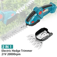 21V 2 in 1 Cordless Electric Hedge Trimmer 20000RPM Handheld Rechargeable Household Garden Shrub Lawn Pruning Mower Power Tool 1
