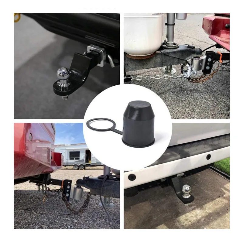 Trailer Hitch Ball Cover, 50mm Universal Hitch Ball Cap Tow Ball Protective Cover Trailer Hitch Ball Black 88561173