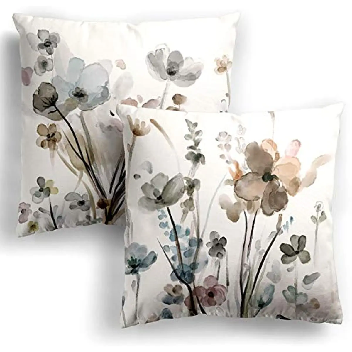 

Flower Throw Pillow Covers Set of 2, Cozy Flowers Pillow Cushion Cases, Modern Decorative Square Pillowcases
