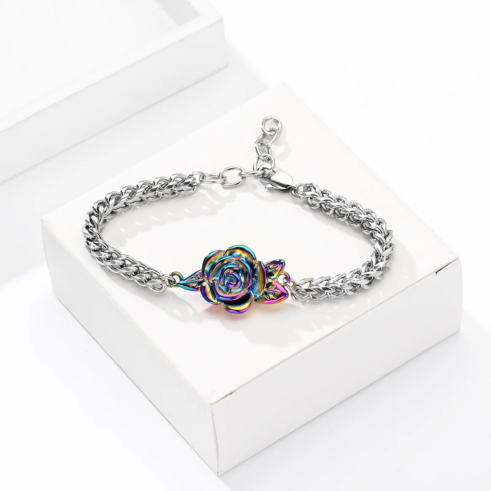 Romantic Rose Urns Bracelet For Human Ashes Adjustable Chain Cremation Urn Bangle Women Gift Jewelry Free Engraving