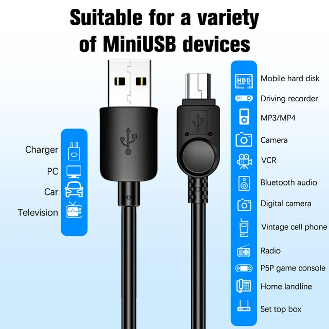 1/2/3M USB 2.0 to Mini USB 5Pin Fast Data Charger Power V3 Cables For MP3 4 Car DVR GPS TV PS3 HDD Mobile Hard Disk Drive box 6