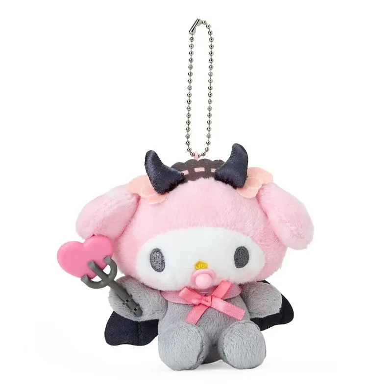 Sanrio Hello Kitty Plush Keychain Kuromi My Melody Anime Cartoon Angels Demons Plush Pendant Stuffed Toys Bag Decoration Gifts 6