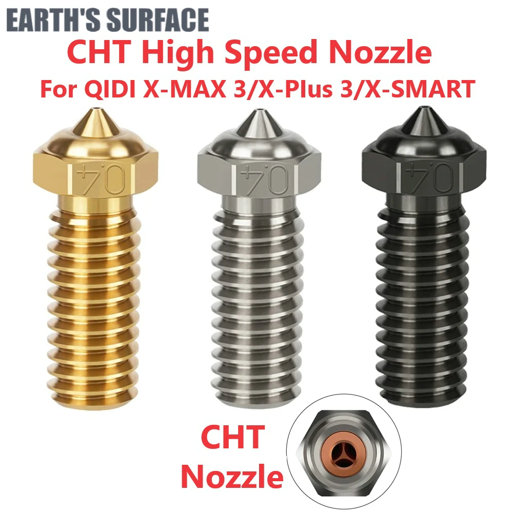 

ES-3D Printer Parts CHT High Speed Nozzle For QIDI TECH X PLUS 3/ X MAX 3/ X SMART 3 Brass Coppering Hardened Steel Nozzle