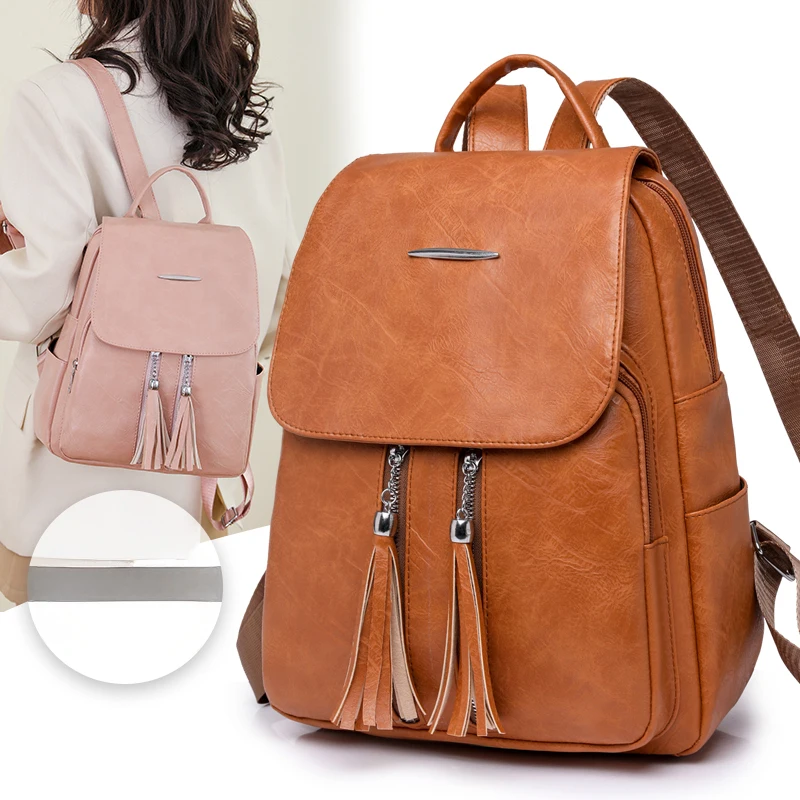 Ladies' backpack, travel bag, durable casual backpack with practical pockets and zipper closure