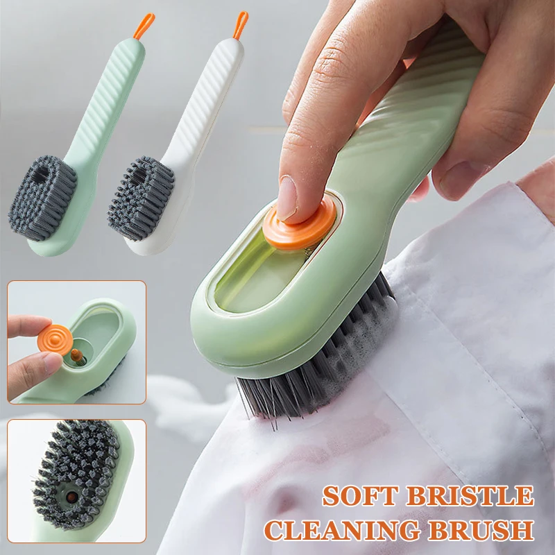 12PCSCleaningBrushSoftBristledAutomaticLiquidShoeBrushMultifunctionLongHandle