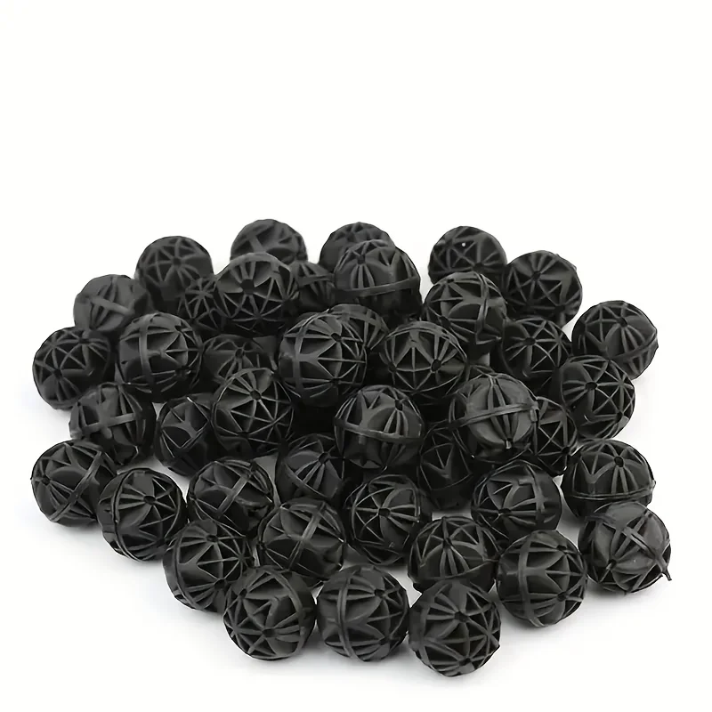 100 Stück schwarze Bio-Bälle für Aquarien und Teiche – PP-Material, verbessert die biologische Filtration, für Fischbecken, Wasserreinigung – Detail 3