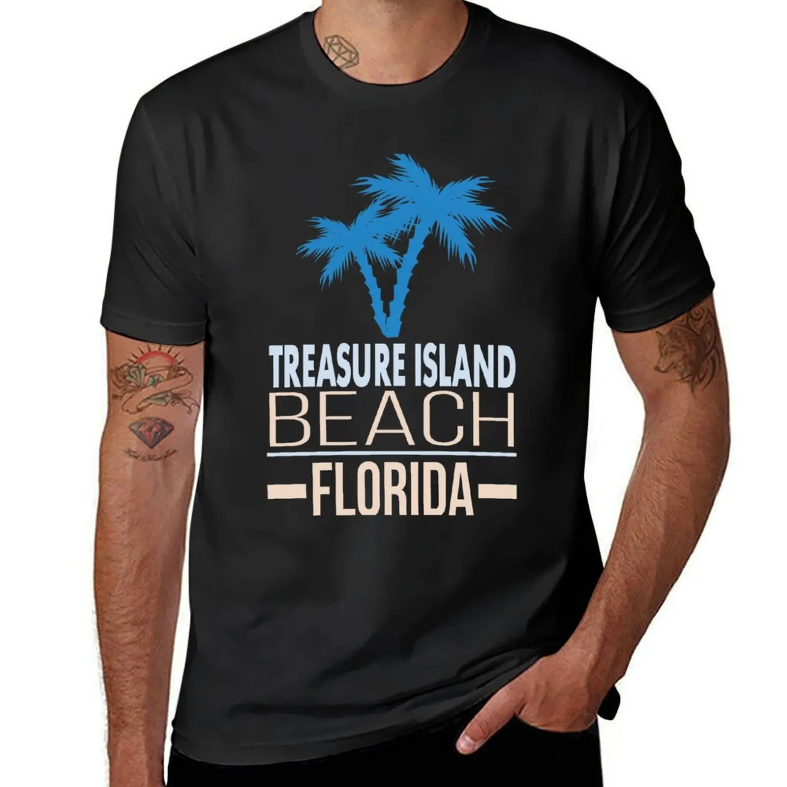 Treasure Island Beach Florida with Palm Trees T-Shirt blacks sweat Aesthetic clothing funny t shirts for men