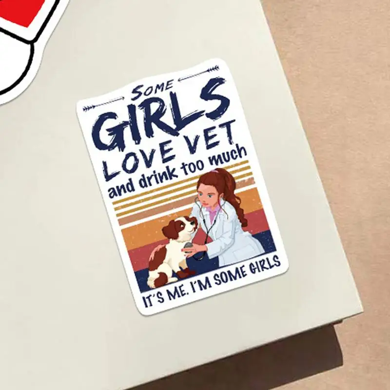 Vet Stickers Cute Cartoon Clings Vet Doctor Notebook Material Stickers 50 PCS Waterproof Decals Laptop Accessories for Kids