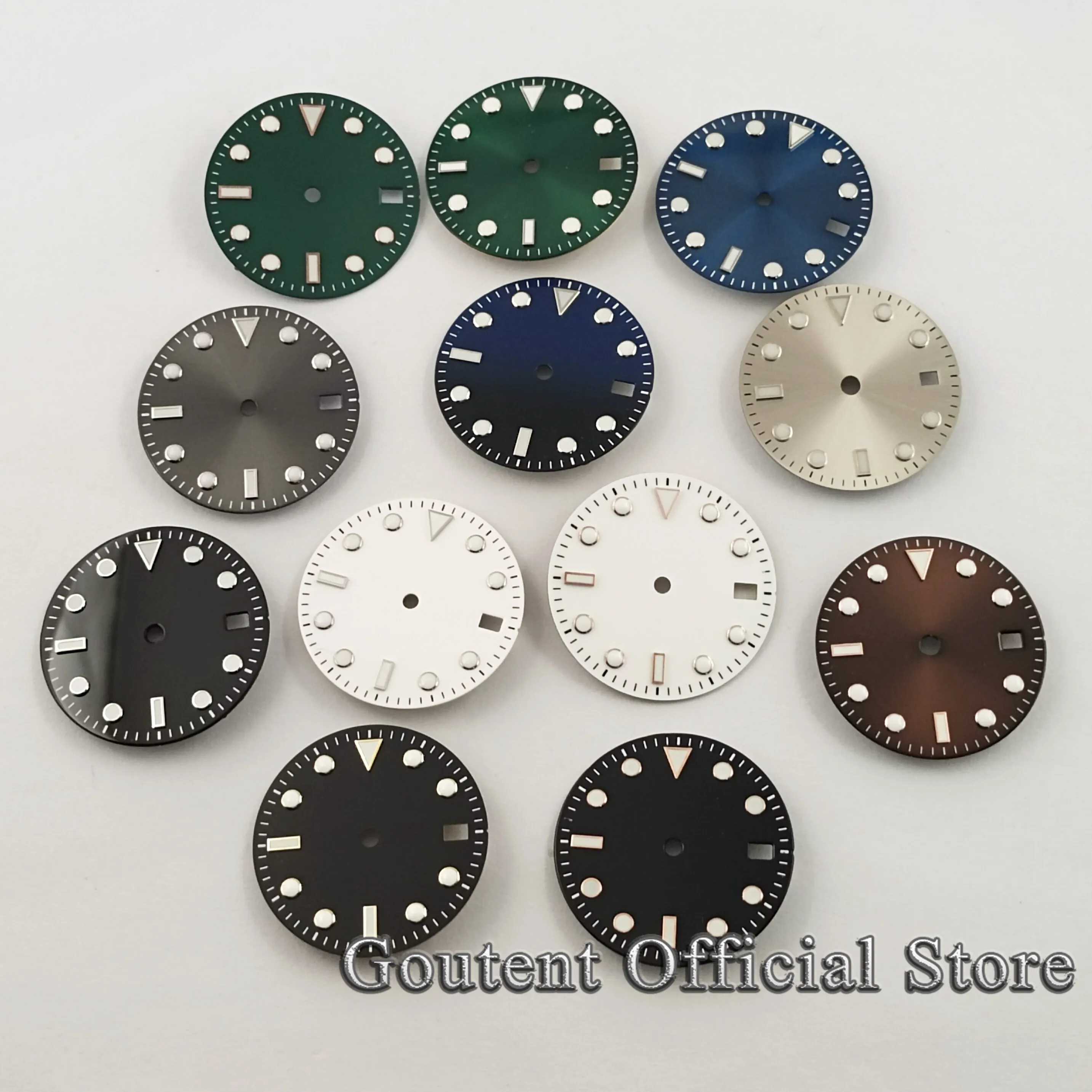 Goutent 28.5mm Sterile Watch Dial Black/White/Blue/Green Fit NH35/NH36 ETA2824/2836 Miyota 8205/8215/821A DG2813/3804 Movement