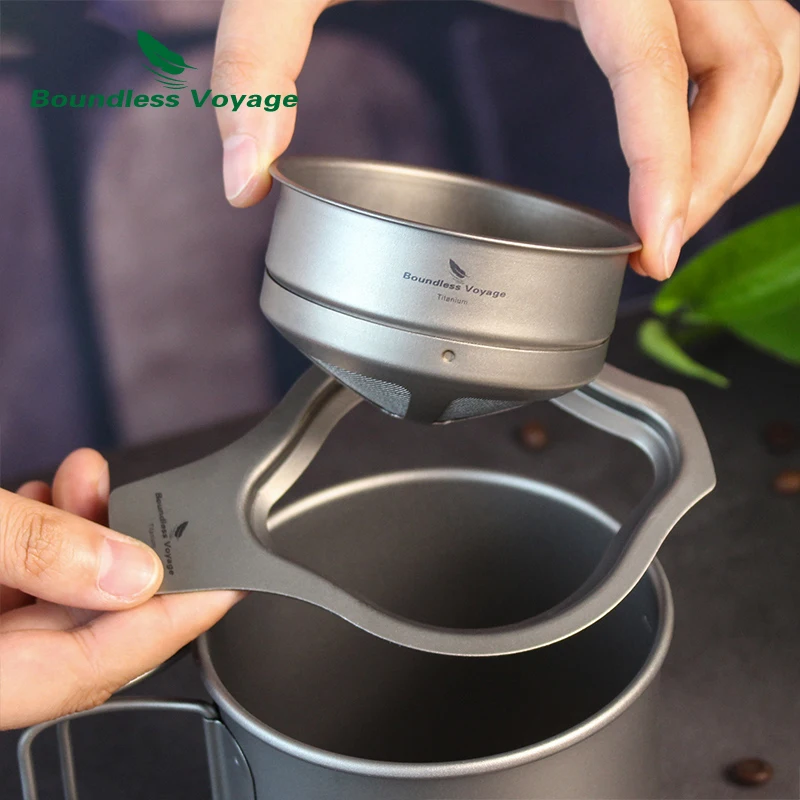 Boundless Voyage Titanium Mesh Pour Over Paperless Coffee Filter Lightweight Portable Outdoor Camping Reusable Cof_voghion.com