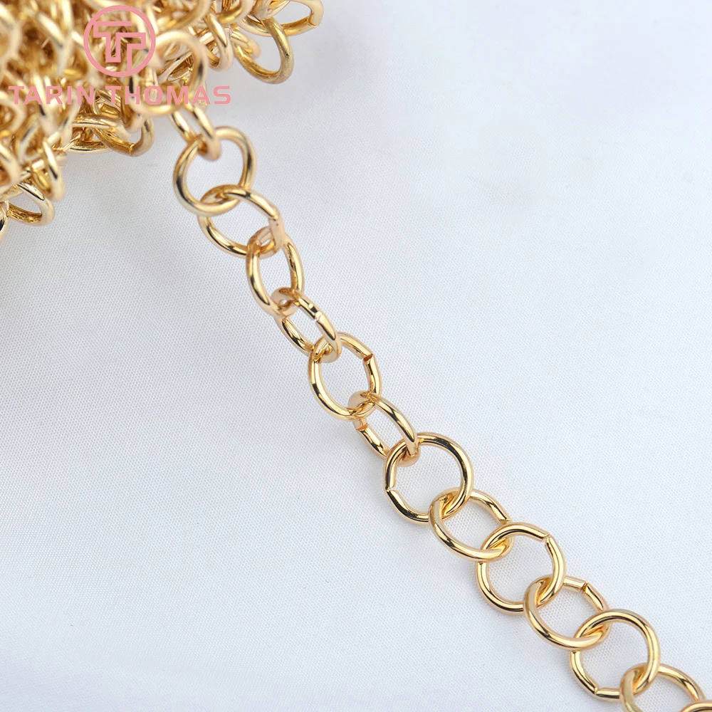 (4449) 2 Meter Kettenglied 6 x 1,1 mm 24 Karat Goldfarbene Eisenketten für Halskette, Armband, hochwertiges Schmuckzubehör – Detail 7