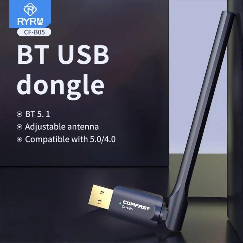 

RYRA Bluetooth Adapter USB Bluetooth5.1 Adapter Long Range Bluetooth Dongle USB Wireless Receiver Transfer For PC Laptop Desktop