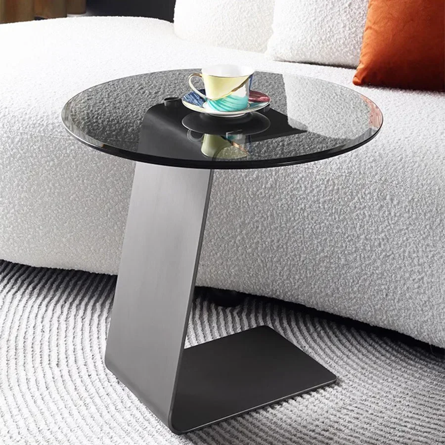 

Home Coffee Table Modern Bedroom Living Room Unique Coffee Table Platform Ornament Nordic Round Metal Glass Top Moveis Tea Table