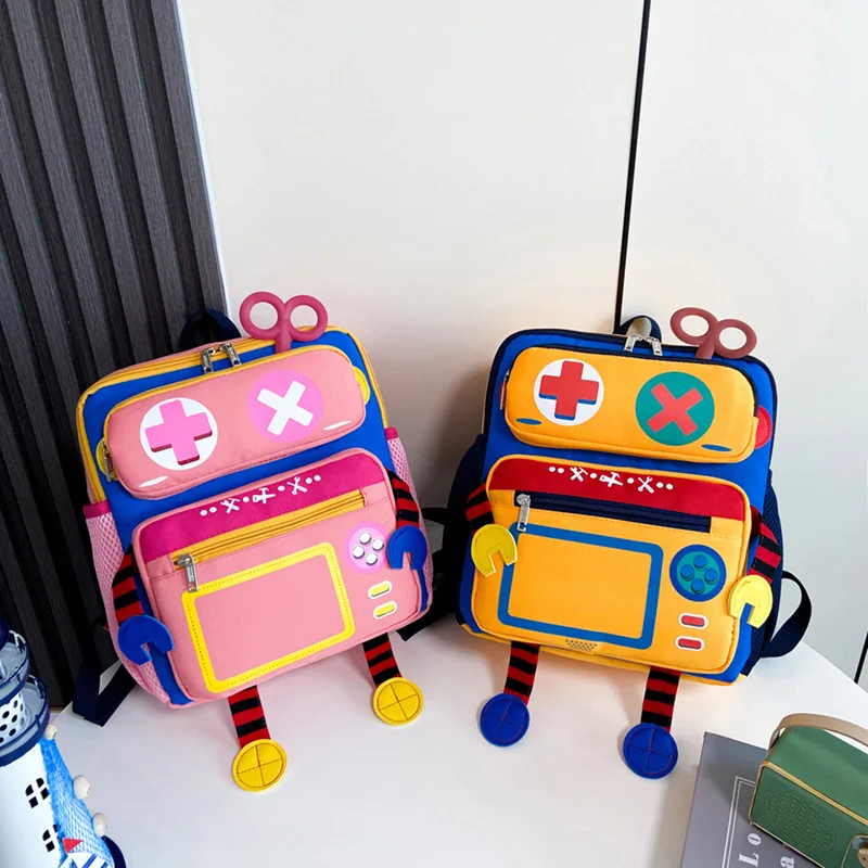 Children's Trendy Large-capacity Schoolbag Boys And Girls Kindergarten Anti-loss Bag 2-6 Years Old Super Cute Robot Bag Mochila 2