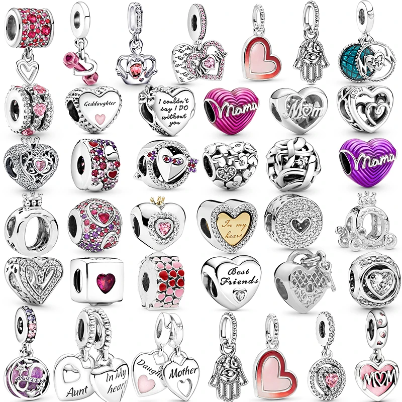 2Pcs/Lot Silver Color Romantic Love Charm Pendant With Best Friend Beads Bracelets Necklace For Women Men Jewelry Gift Wholesale