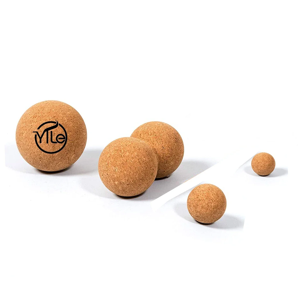 High density natural eco friendly yoga cork set roller lacrosse massage ball peanut for massage