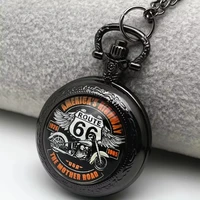 Conception de montre de poche à motif de moto Route 66 The Mother Road, montre à mouvement à Quartz précise, cadeau pour hommes et enfants 5