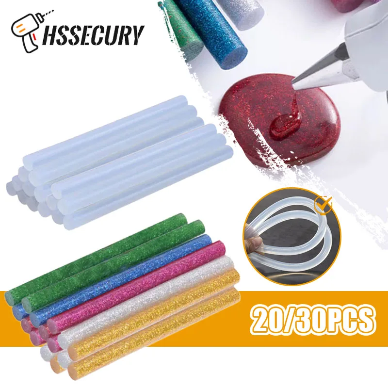 20/30Pcs Multicolor Hot Melt Glitter Glue Sticks Strong Viscosity For  Household Electric Glue Gun Silicone Craft Repair DIY Tool