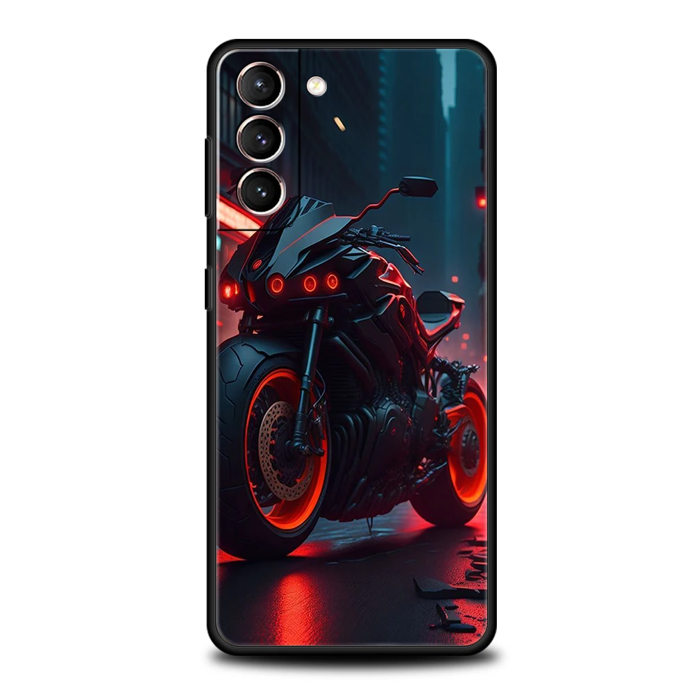 Motorcycle Themed Silicone Phone Case - Stylish Protective Cover