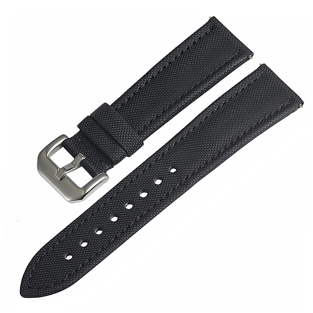 Pulseira de relógio de couro preto para homens, pulseira de luxo, nylon, 20mm, 22mm, 23mm