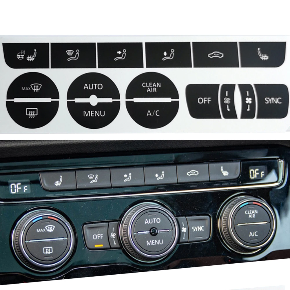 

1pcs Black High Grade Vinyl Stickers For TOURAN 16-18 AC A/C Control Button Worn Repair Kit Decals Stickers Car Accessories