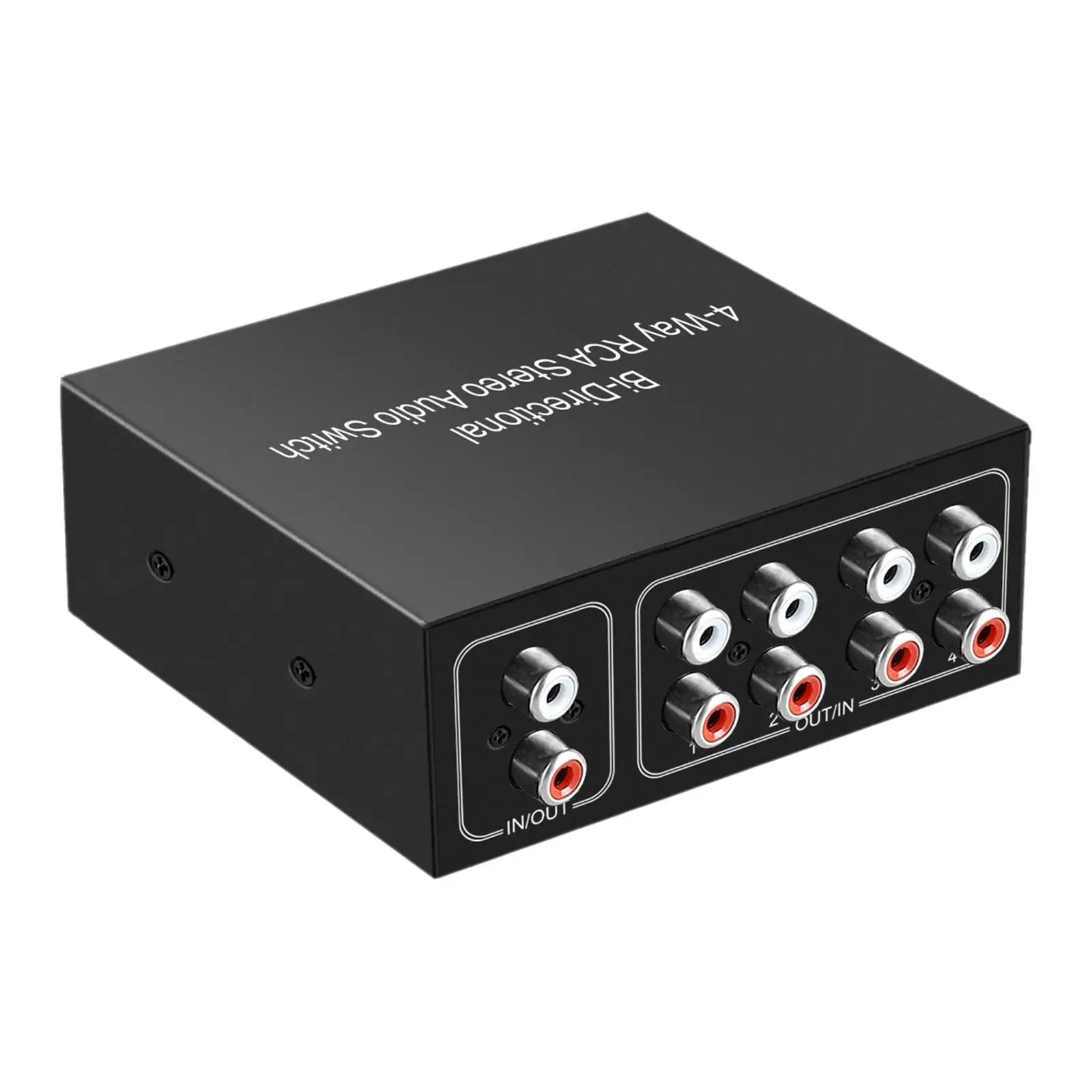 

4 Ports Bi-directional R L RCA Audio Switcher Box Audio Rotary Switch Plug and Play Audio Splitter for TV Game Console Headphone