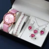 Fashion quartz watch and jewelry set, shock resistant circular analog digital display, PU leather strap, zinc alloy case 3 Fashion quartz watch and jewelry set, shock resistant circular analog digital display, PU leather strap, zinc alloy case 3