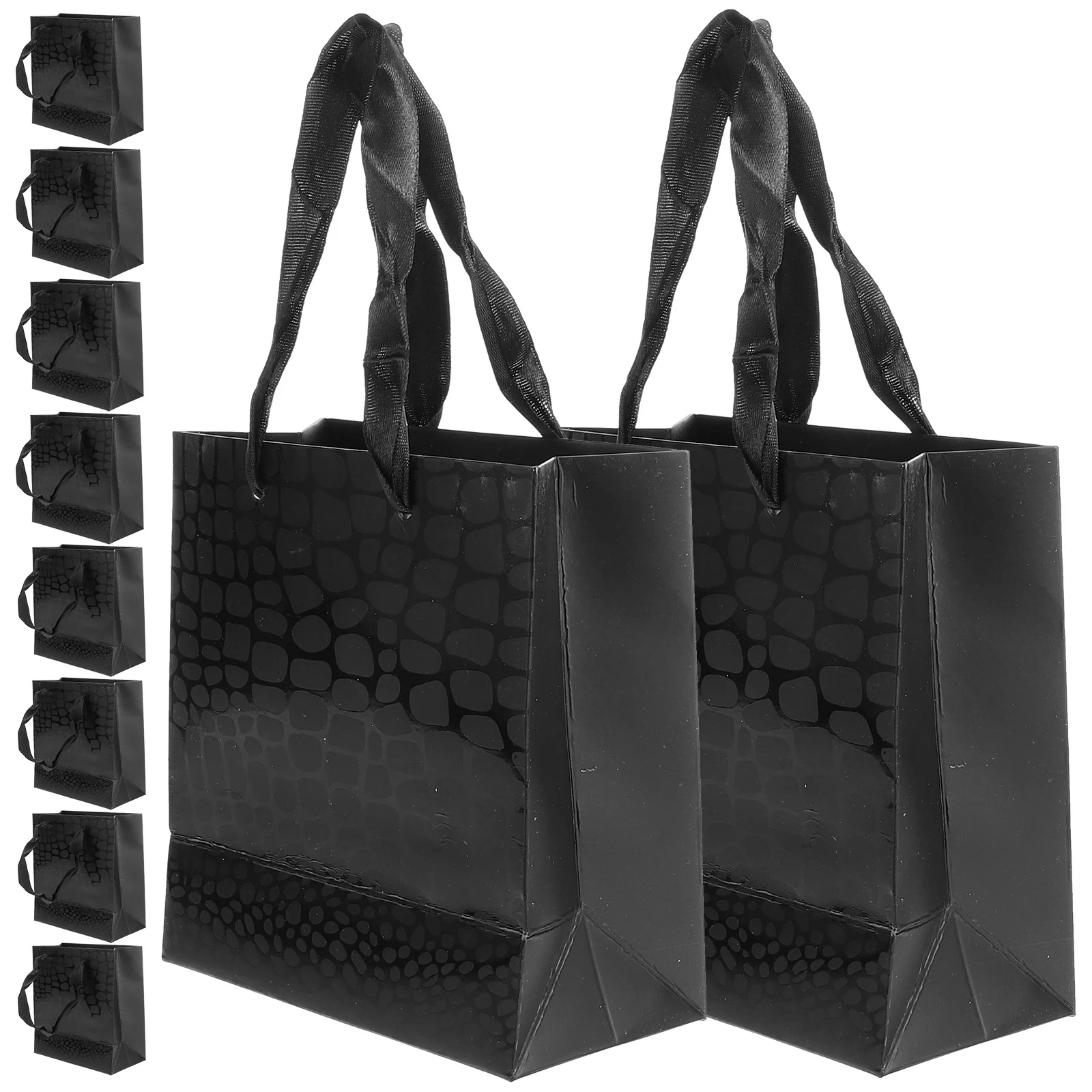 

10 Pcs Black Gift Bag Bags Paper Bulk Grocery for Men Party Favor Adults Welcome