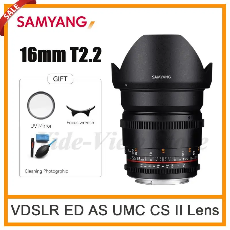 Samyang 16Mm T2.2 Vdslr Ed As Umc Cs Ii Cine Lens Per Canon Ef Nikon F Dslr Per Sony A/E M43 Fuji X Canon M Sumsung Nx Camears