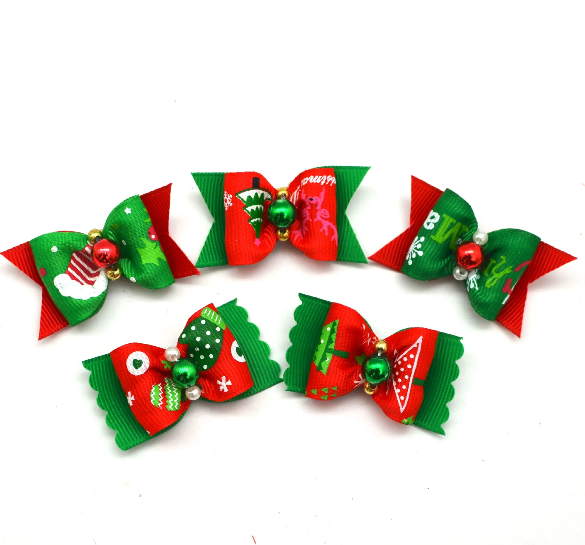 50 Stück große Weihnachts-Haustierschleife mit Gummiband, Weihnachts-Haarschleifen für Hunde, Welpen, Haarschmuck für Hunde, Perros Acesorios – Detail 7