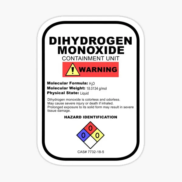 5PCS Dihydrogen Monoxide Stickers for Living Room Car Decor