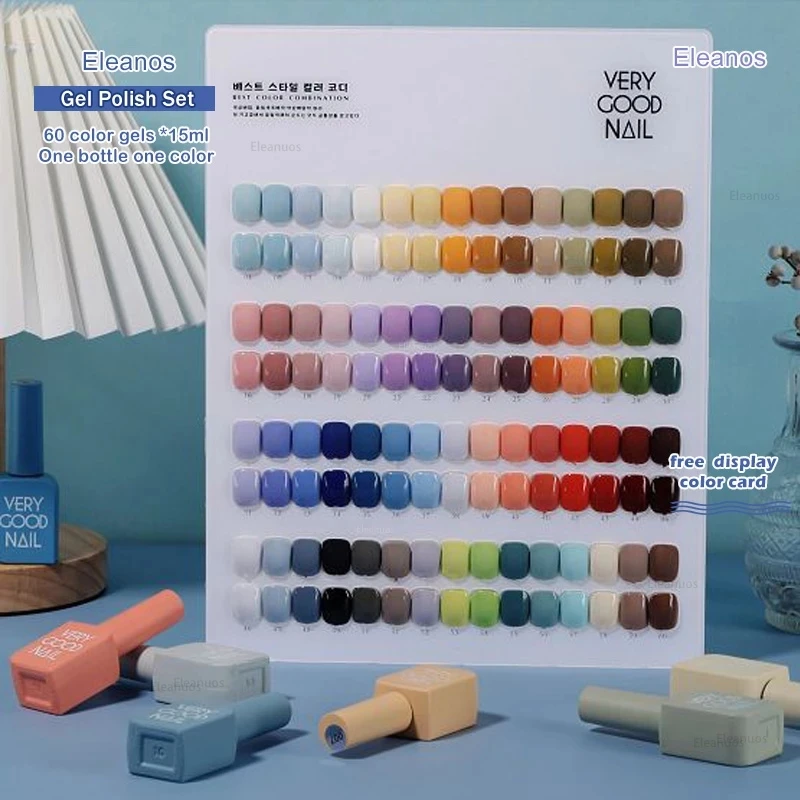 Eleanos 60 colori Set di smalti gel senza TPO Kit gel per unghie molto buono con bottiglia diversa per kit per studenti di smalti gel per unghie artistiche