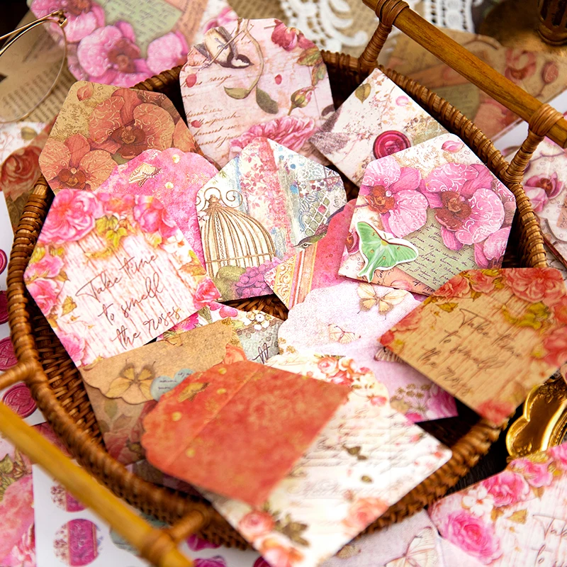 Mini Envelopes 40 envelopes + 2 sealers Small Town Mail Series Vintage Handbook Material Paper Decorative Envelopes 6 kinds