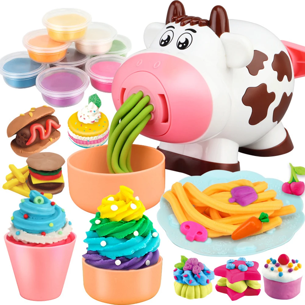 

Cow Color Mud Noodle Machine Play House Puzzle Diy Handmade Toys Plasticine Mold Tool Set