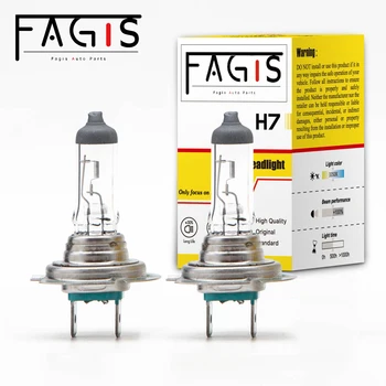 Fagis 따뜻한 흰색 자동차 헤드라이트 전구, 할로겐 램프, 소스 주차, H7, 12V, 55W, 3350K, 2 개