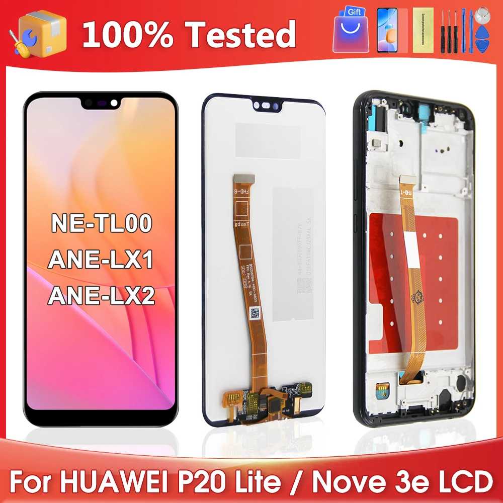 

P20 lite original Screen For HUAWEI p20 lite/nova 3e NE-TL00 ANE-LX1 ANE-LX2 LCD Display Touch Screen Digitizer Assembly Parts