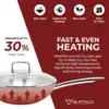 Clad Stainless Steel Wok Pan with Lid Flat Bottom 12 inch (30cm) - Small Stir Frying Pan with Stay-Cool Long Handle - Tr 5