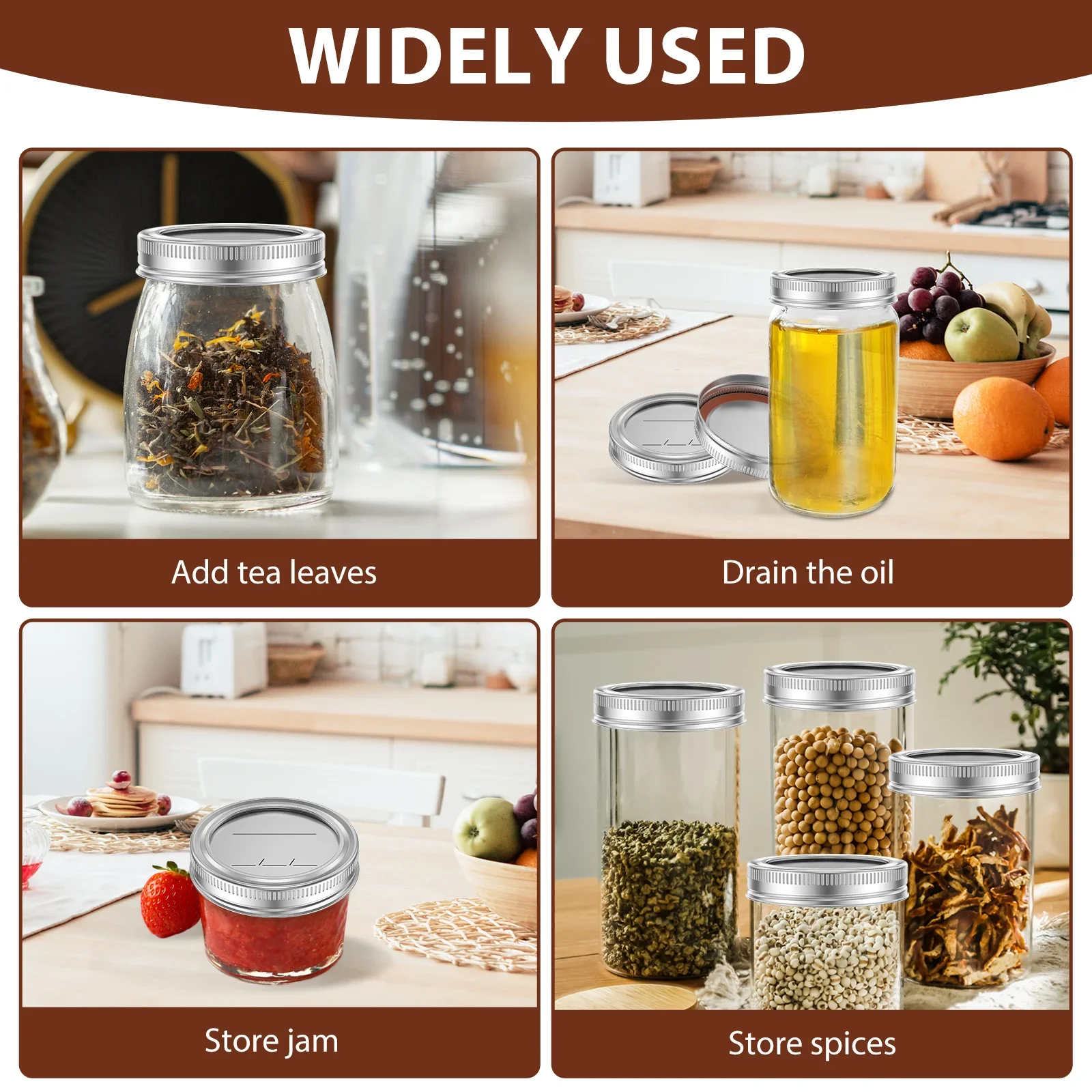 30Pcs Canning Jar Lids with Date Line Practical Mason Jar Covers Replacement Tinplate Sealing Reusable Leak Proof Lids