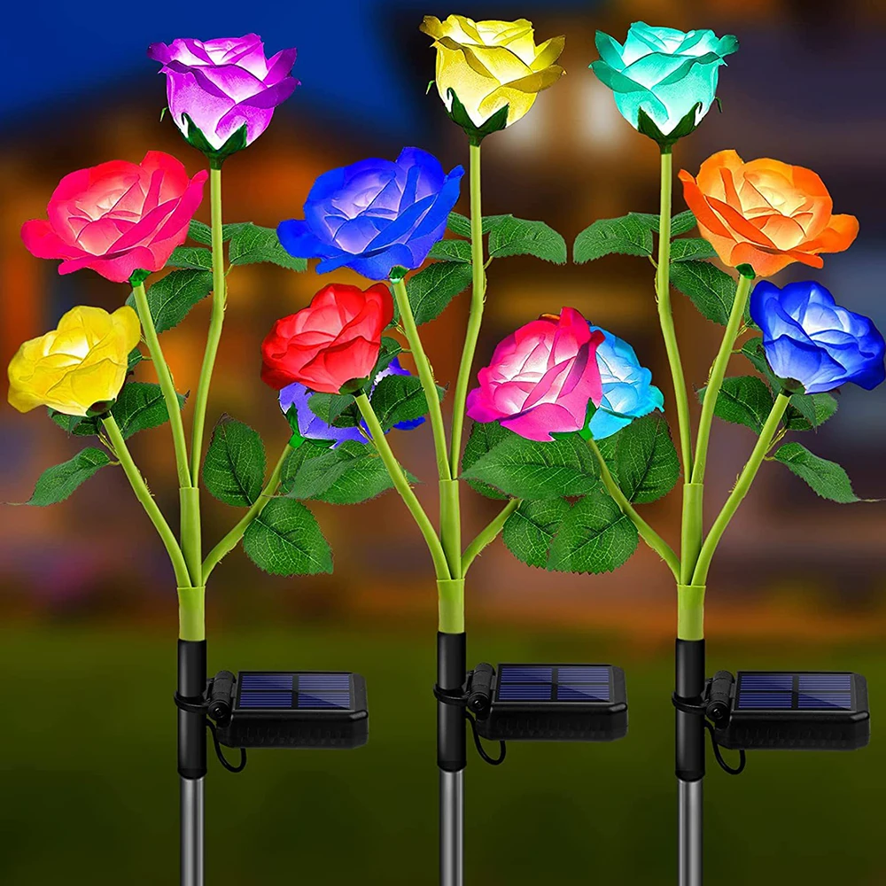 

Solar Garden Light Outdoor Decoration Solar Rose Garden Light Multi-color Color Changing LED Waterproof Garden Courtyard Path