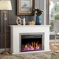 42" Electric Fireplaces with Mantel, Fireplace with Fireplace Insert, Remote Control, Fireplace with12 Colors Adjustable Flame 1