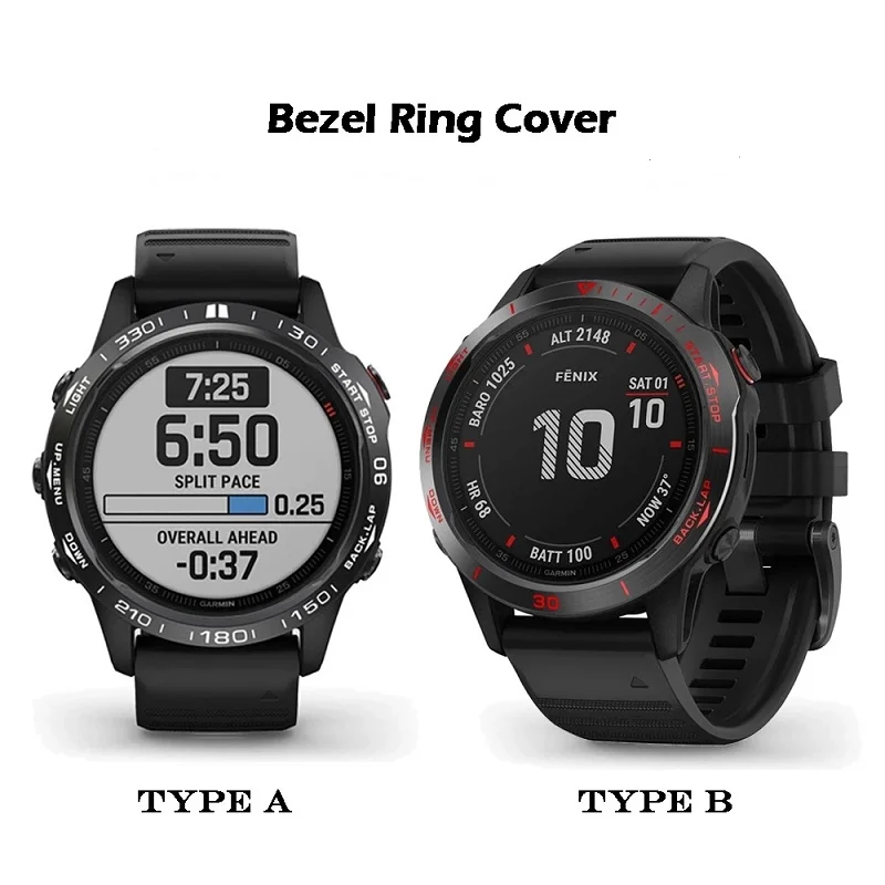 Garmin Fenix 7 7X 6 6X Pro 6X 용 사파이어 베젤 링, 스테인레스 스틸 각인 시간 단위 접착 스크래치 방지 케이스