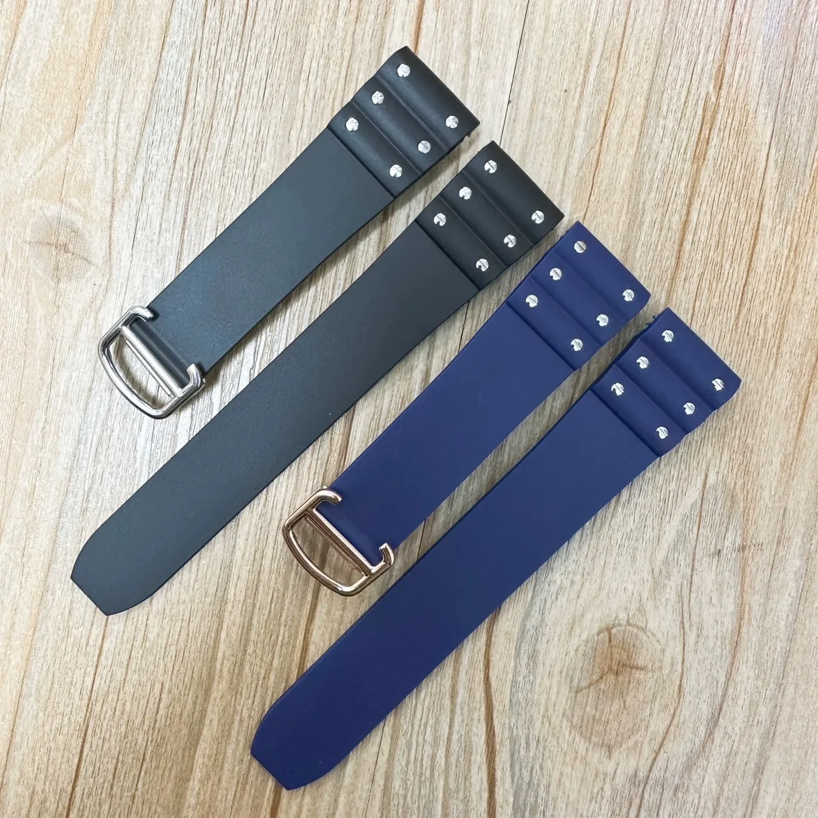 Cinturino In Gomma Impermeabile Da 21Mm Cinturino In Silicone Cinturino Con Fibbia Pieghevole Per Cartier Santos De Cartier