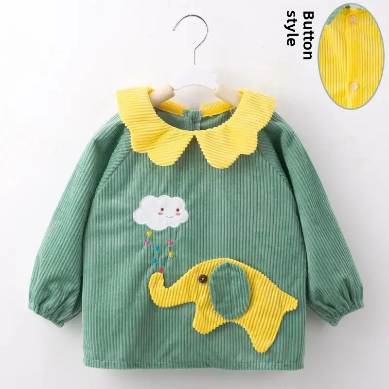 Children's Long Sleeve Crystal Velvet Apron Feeding Smock Boys Girls Eating Bibs Waterproof Dustproof Autumn Winter Baby Clothes