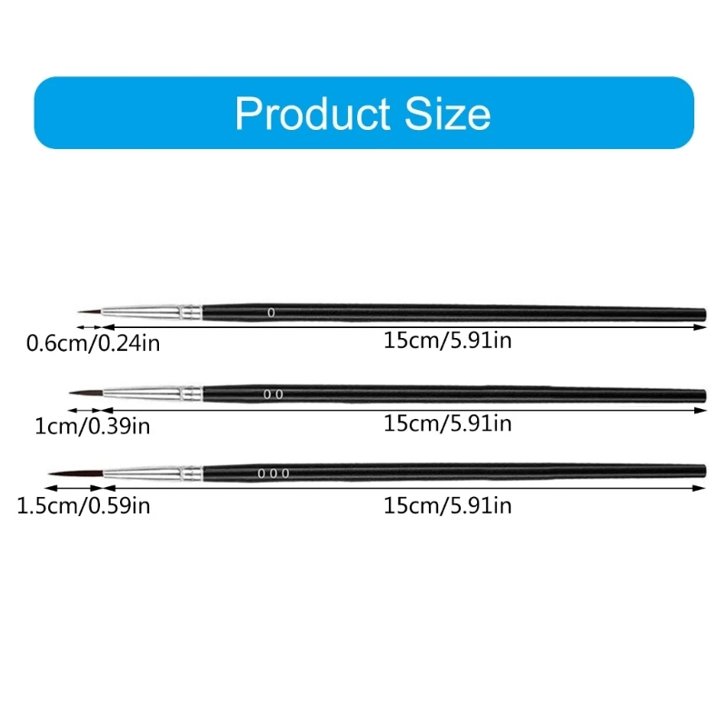 30x/Set Fine Paint Brushes with 3 Size #0 #00 #000 Tiny Detail Painting Brushes Small Liner Tip Paint Brush for Painting 6