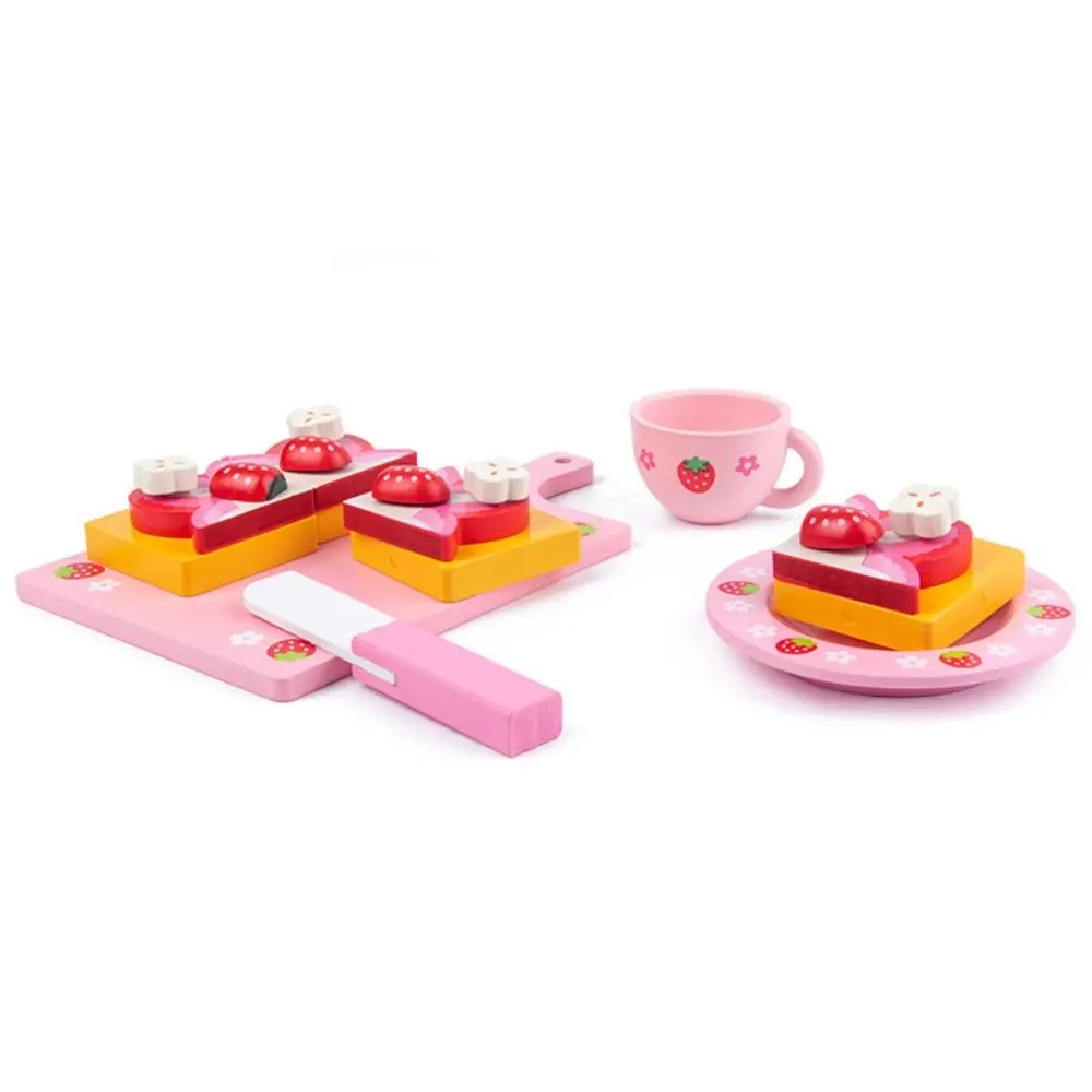 Strawberry Design Wooden Simulation Cake Toys Tteokbokki Model Exquisite Craftsmanship Pretend Play Kitchen Food Toys