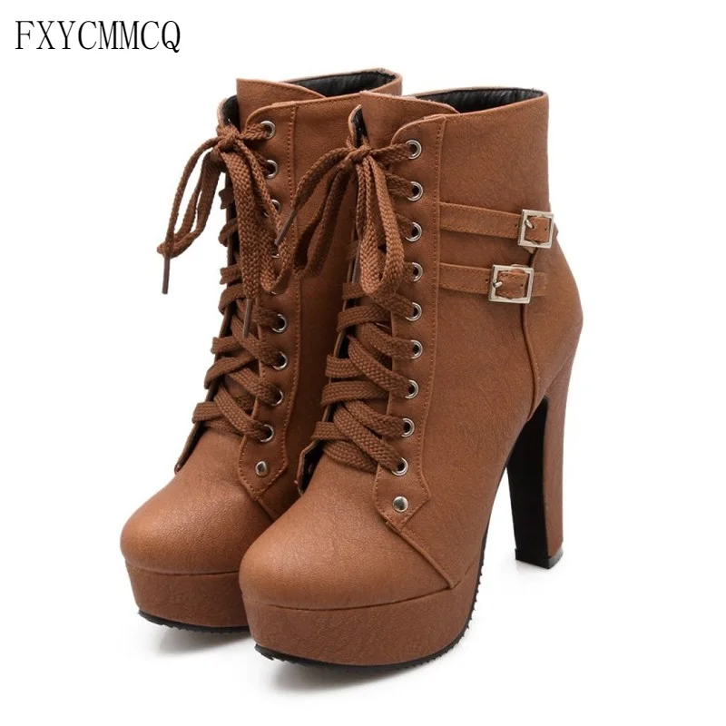 

FXYCMMCQ New Large Size Size 30-50 Autumn/winter Monochrome Ankle Boots Mature Temperament Hot Ma Martin Boots C-3