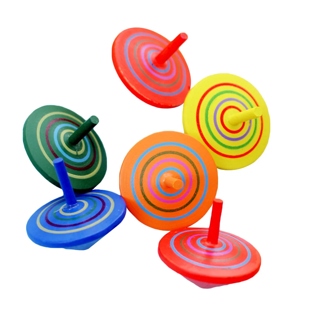

6Pcs Multicolor Wooden Tops Educational Tops Toys Gift for Children